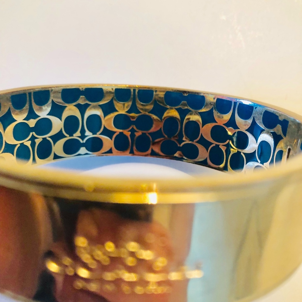 Coach Hinged Gold Bangle Bracelet